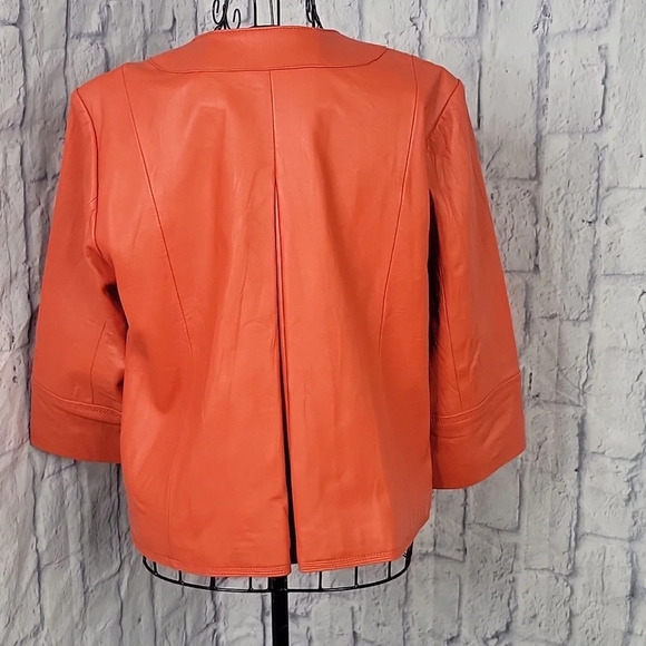 COLDWATER CREEK Red Leather Button Up Jacket P10 - Picture 5 of 8